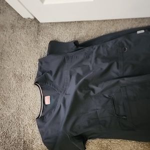 Grey scrub set. Large top and Large petite pants (joggers)